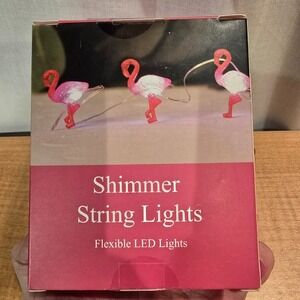 Flamingo Shimmer String Lights Summer Fun 10 feet Battery Operated 20 lights NEW